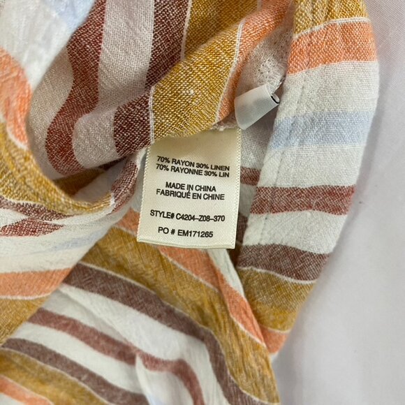 Anthropologie Cloth & Stone Women's Small Tie Front Striped Linen Button Down - Picture 10 of 13